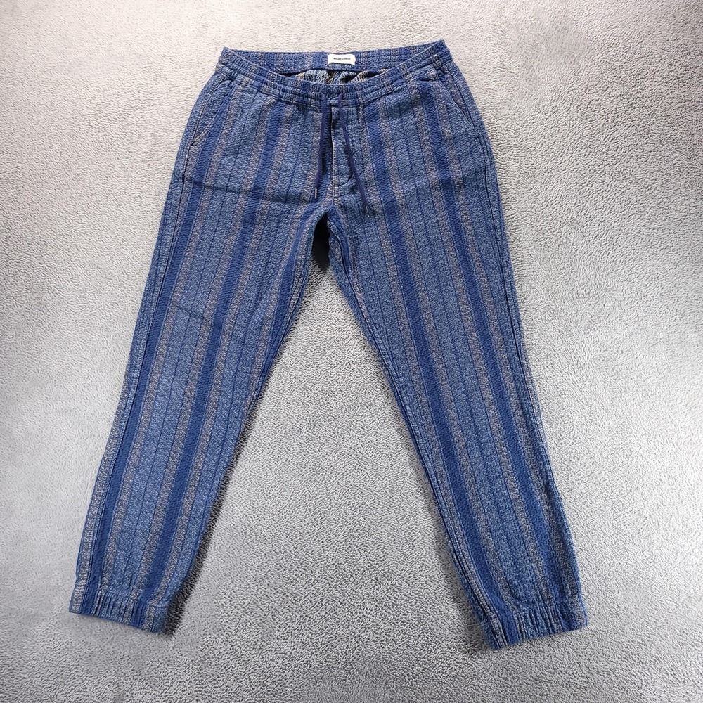 Taylor Stitch Pants Mens L Blue Apres Jogger Striped Organic Cotton 2404APMS
